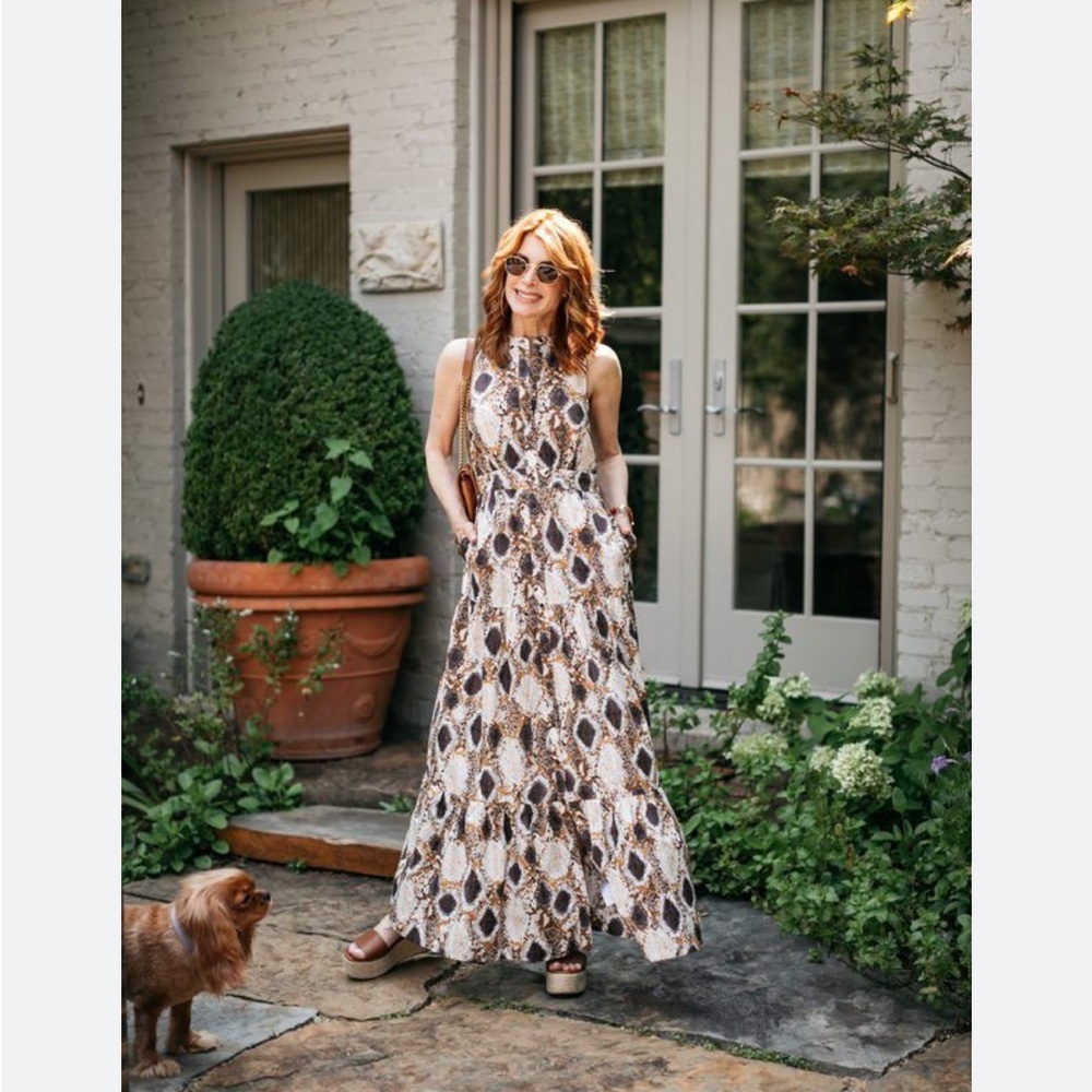 Anthropologie Maeve Snakeskin Printed Maxi Dress
